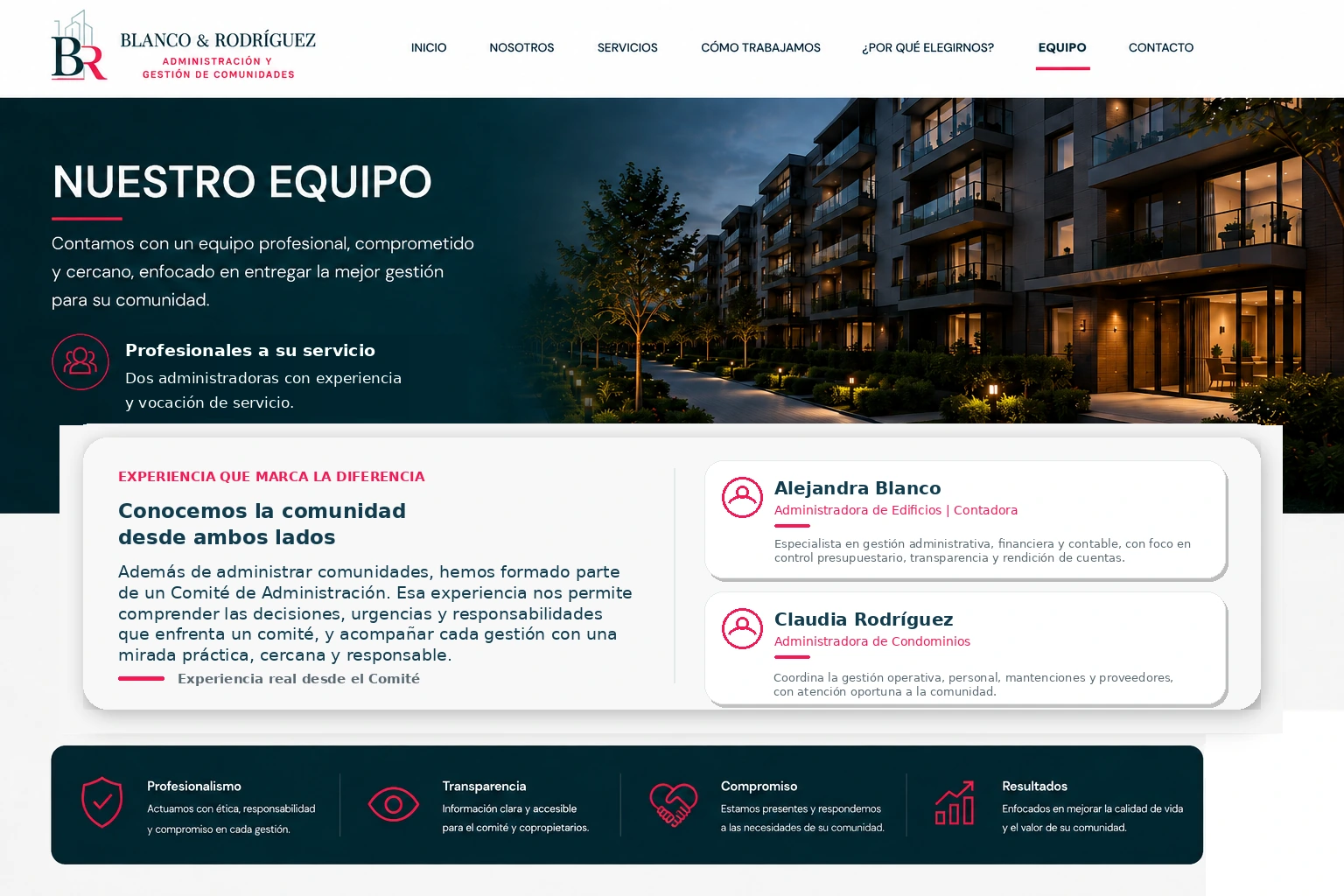 Equipo — Blanco & Rodríguez, administradoras y experiencia desde el Comité